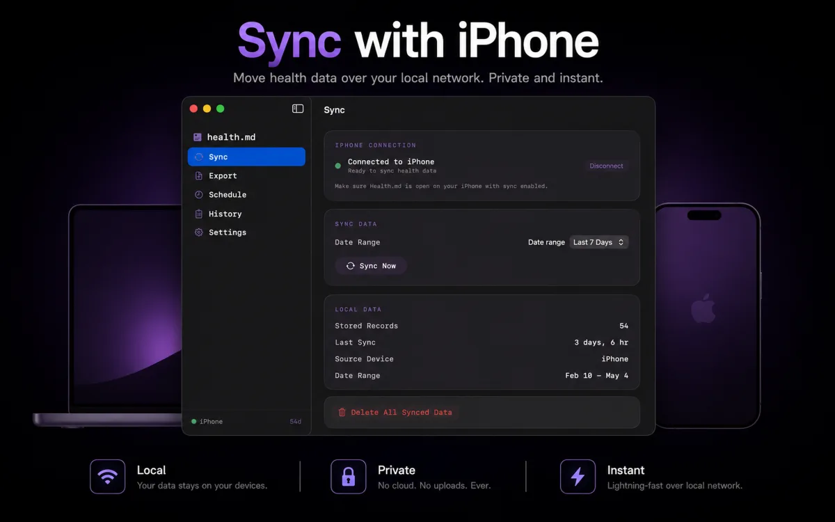 Health.md Mac sync with iPhone